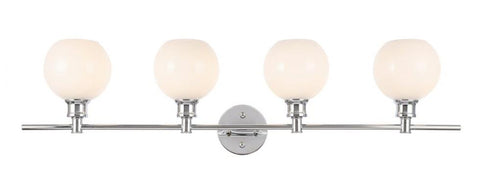 Elegant Lighting Collier 4 light in Black and Frosted white glass Wall sconce Model: LD2323BK