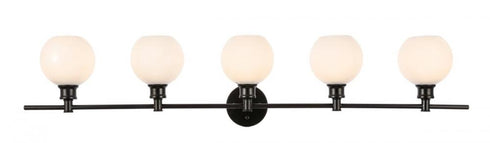 Elegant Lighting Collier 5 light in Black and Frosted white glass Wall sconce Model: LD2327BK