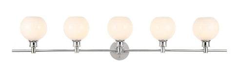 Elegant Lighting Collier 5 light in Black and Frosted white glass Wall sconce Model: LD2327BK