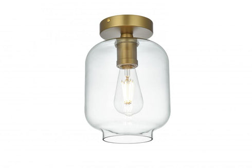 Elegant Lighting Collier 7.5 inch Flush Mount Clear Shade in Satin Gold in Satin Gold and Clear Finish Model: LD2270SG