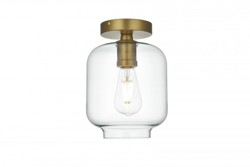 Elegant Lighting Collier 7.5 inch Flush Mount Clear Shade in Satin Gold in Satin Gold and Clear Finish Model: LD2270SG