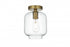 Elegant Lighting Collier 7.5 inch Flush Mount Clear Shade in Satin Gold in Satin Gold and Clear Finish Model: LD2270SG
