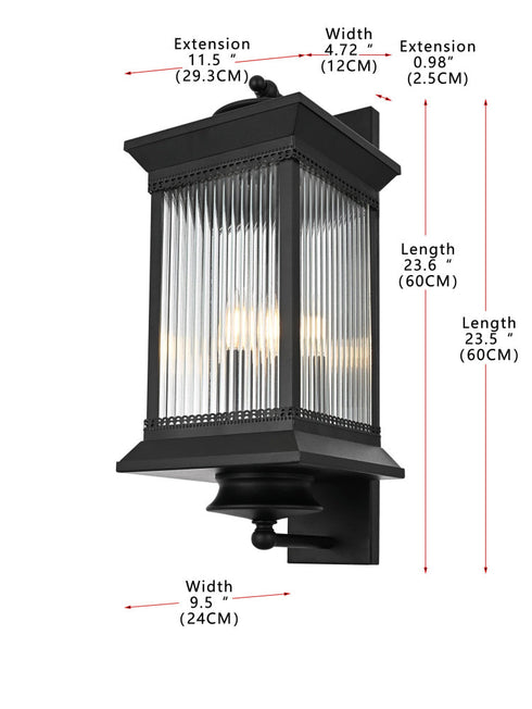 Elegant Lighting Collins 3 Light Wall sconce W9.5 Inch E11.5 Inch H23.5 Inch L3 in Black (1Box) Model: OD316W24BK