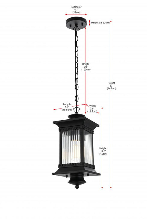Elegant Lighting Collins 7 inch Outdoor Pendant in Black Model: OD316H18BK