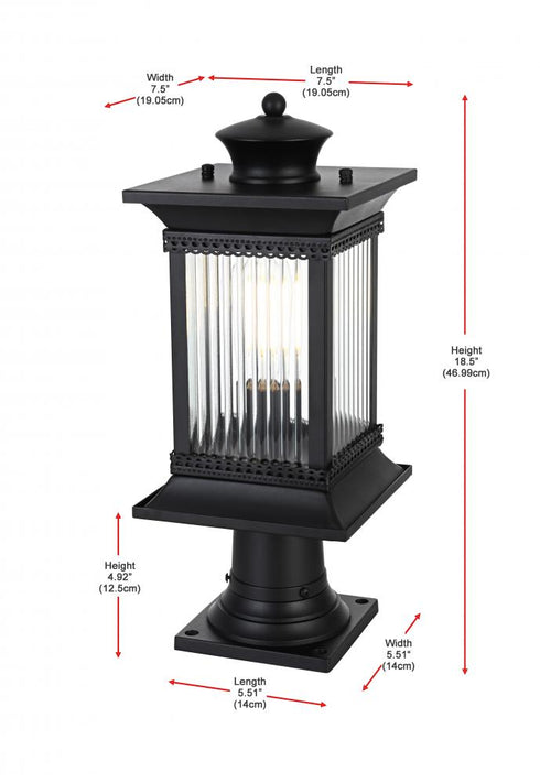 Elegant Lighting Collins 7 inch Outdoor Pendant in Black Model: OD316P19BK