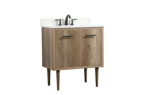 Elegant Lighting Cyrus 30 Inch Single Bathroom Vanity in Natural Oak with Backsplash Model: VF48030NT-BS