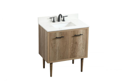 Elegant Lighting Cyrus 30 Inch Single Bathroom Vanity in Natural Oak with Backsplash Model: VF48030NT-BS