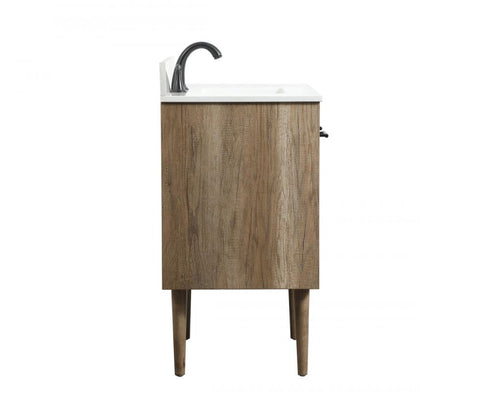 Elegant Lighting Cyrus 30 Inch Single Bathroom Vanity in Natural Oak with Backsplash Model: VF48030NT-BS