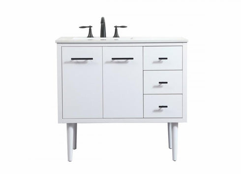 Elegant Lighting Cyrus 36 Inch Single Bathroom Vanity in Teak Model: VF48036MTK