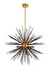 Elegant Lighting Daegan 10 light 26 inch light antique brass pendant in Light Antique Brass and Flat Black Finish Model: LD5023