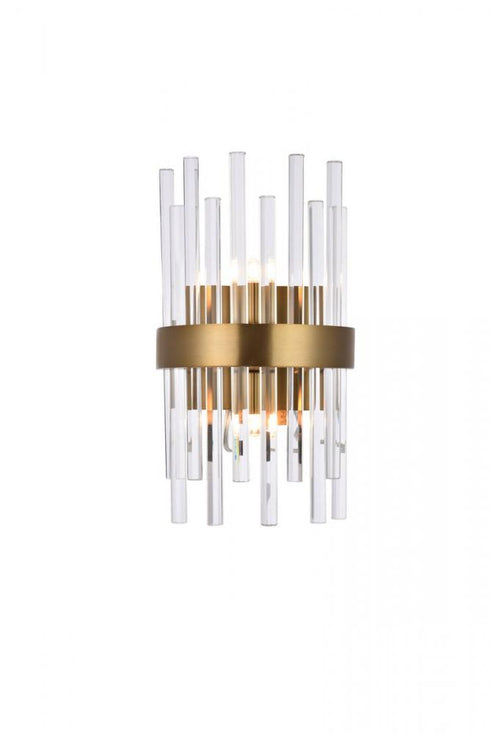 Elegant Lighting Dallas 2 light in Gold and Clear Wall Sconce Clear Royal Cut Crystal Model: 3000W8G