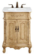 Elegant Lighting Danville 24 Inch Single Bathroom Vanity in Antique Beige with Ivory White Engineered Marble Model: VF-1001-VW
