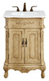 Elegant Lighting Danville 24 Inch Single Bathroom Vanity in Antique Beige with Ivory White Engineered Marble Model: VF-1001-VW