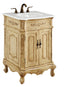 Elegant Lighting Danville 24 Inch Single Bathroom Vanity in Antique Beige with Ivory White Engineered Marble Model: VF-1001-VW