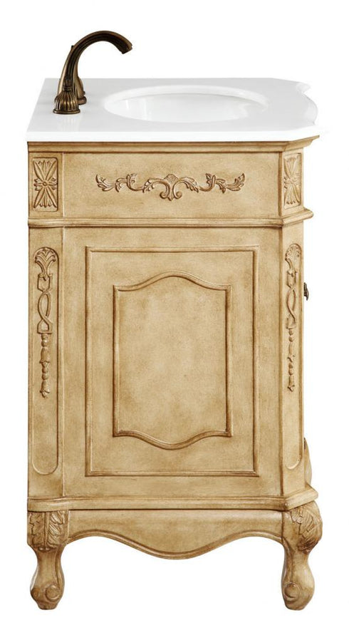 Elegant Lighting Danville 24 Inch Single Bathroom Vanity in Antique Beige with Ivory White Engineered Marble Model: VF-1001-VW