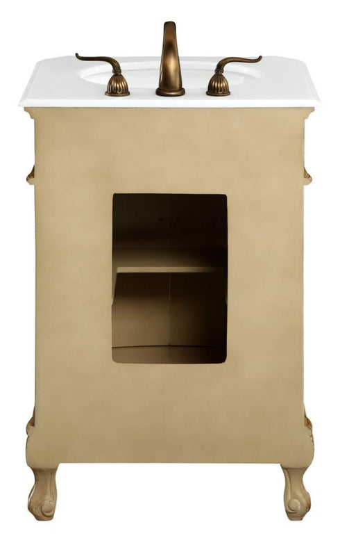 Elegant Lighting Danville 24 Inch Single Bathroom Vanity in Antique Beige with Ivory White Engineered Marble Model: VF-1001-VW