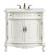 Elegant Lighting Danville 36 Inch Single Bathroom Vanity in Antique White with Ivory White Engineered Marble Model: VF10636AW-VW