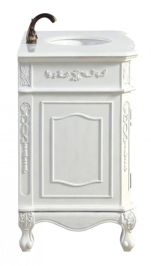 Elegant Lighting Danville 36 Inch Single Bathroom Vanity in Antique White with Ivory White Engineered Marble Model: VF10636AW-VW