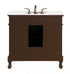 Elegant Lighting Danville 36 Inch Single Bathroom Vanity in Brown with Ivory White Engineered Marble in Teak Finish Model: VF10536BR-VW