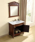 Elegant Lighting Danville 36 Inch Single Bathroom Vanity in Brown with Ivory White Engineered Marble in Teak Finish Model: VF10536BR-VW