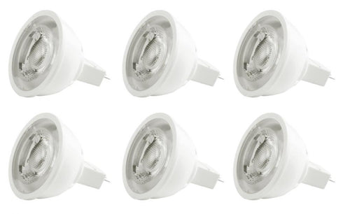 Elegant Lighting Deluge LED MR16 light bulb GU5.3 6.5 Watt 12V LM500 3000K DIM 40 degree CRI80 ETL 25000HRS in White Finish Model: MR16LED103-6PK
