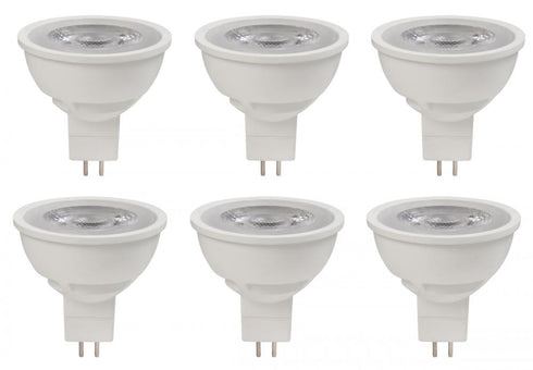 Elegant Lighting Deluge LED MR16 light bulb GU5.3 6.5 Watt 12V LM500 3000K DIM 40 degree CRI80 ETL 25000HRS in White Finish Model: MR16LED103-6PK