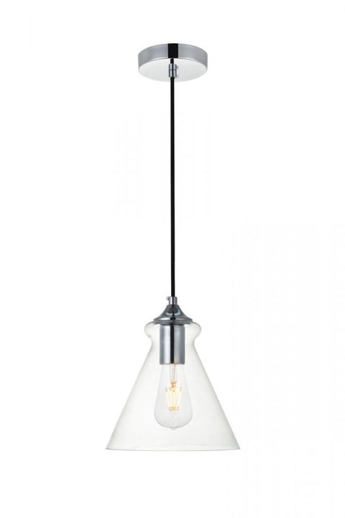 Elegant Lighting Destry 1 Light Black Pendant With Clear Glass in Black and Clear Finish Model: LD2244BK