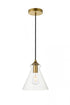 Elegant Lighting Destry 1 Light Black Pendant With Clear Glass in Black and Clear Finish Model: LD2244BK