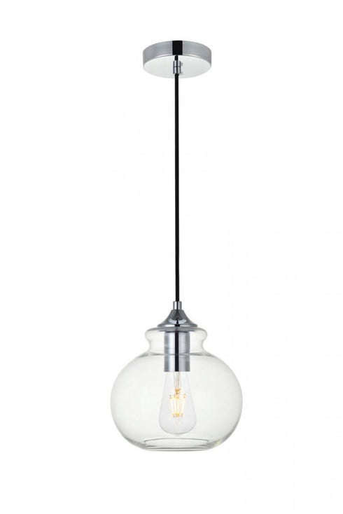 Elegant Lighting Destry 1 Light Black Pendant With Clear Glass in Black and Clear Finish Model: LD2245BK