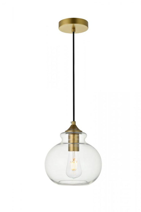 Elegant Lighting Destry 1 Light Black Pendant With Clear Glass in Black and Clear Finish Model: LD2245BK