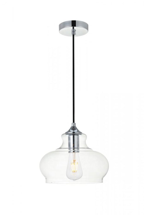 Elegant Lighting Destry 1 Light Black Pendant With Clear Glass in Black and Clear Finish Model: LD2246BK