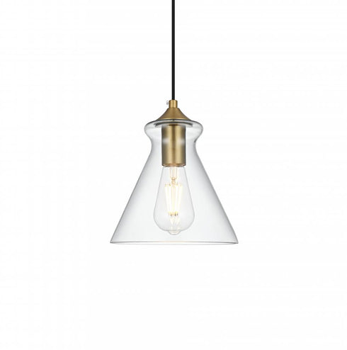 Elegant Lighting Destry 8 inch Pendant Clear Shade in Satin Gold in Satin Gold and Clear Finish Model: LD2244SG