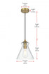 Elegant Lighting Destry 8 inch Pendant Clear Shade in Satin Gold in Satin Gold and Clear Finish Model: LD2244SG