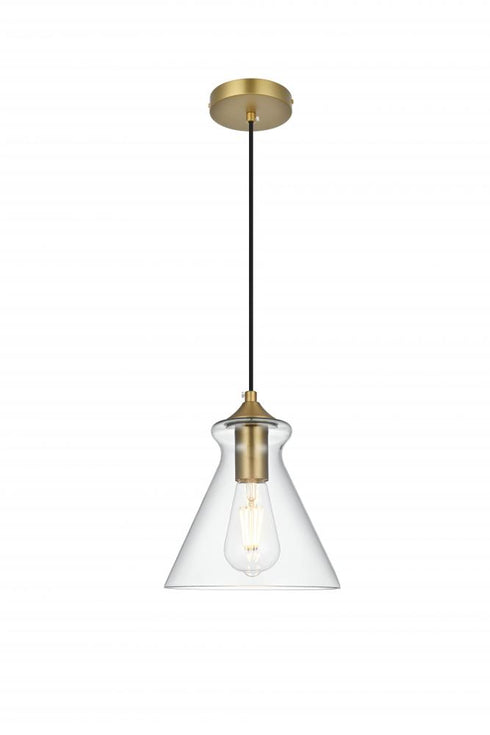 Elegant Lighting Destry 8 inch Pendant Clear Shade in Satin Gold in Satin Gold and Clear Finish Model: LD2244SG