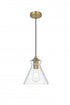 Elegant Lighting Destry 8 inch Pendant Clear Shade in Satin Gold in Satin Gold and Clear Finish Model: LD2244SG