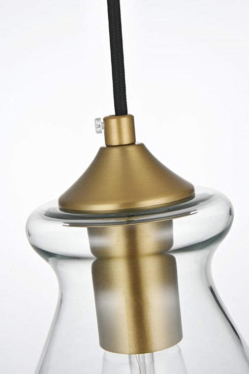 Elegant Lighting Destry 8 inch Pendant Clear Shade in Satin Gold in Satin Gold and Clear Finish Model: LD2244SG