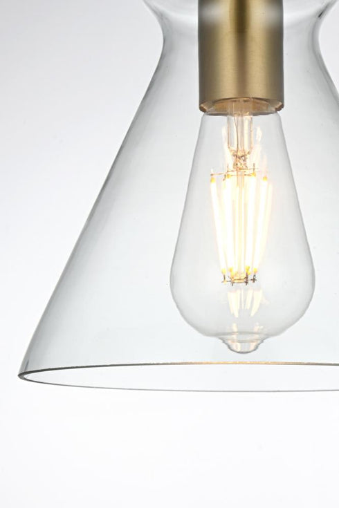 Elegant Lighting Destry 8 inch Pendant Clear Shade in Satin Gold in Satin Gold and Clear Finish Model: LD2244SG