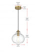 Elegant Lighting Destry 8 inch Pendant Clear Shade in Satin Gold in Satin Gold and Clear Finish Model: LD2245SG
