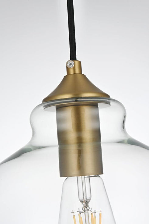 Elegant Lighting Destry 8 inch Pendant Clear Shade in Satin Gold in Satin Gold and Clear Finish Model: LD2245SG
