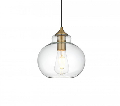 Elegant Lighting Destry 8 inch Pendant Clear Shade in Satin Gold in Satin Gold and Clear Finish Model: LD2245SG