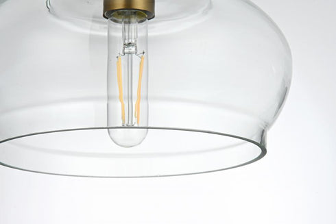 Elegant Lighting Destry 9.5 inch Pendant Clear Shade in Satin Gold in Satin Gold and Clear Finish Model: LD2246SG