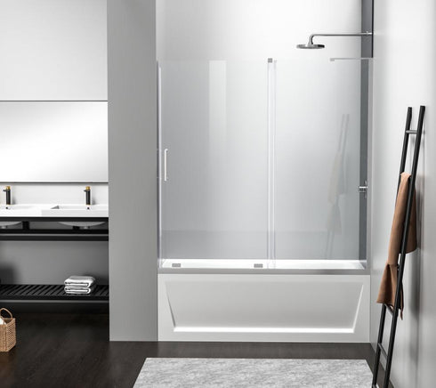 Elegant Lighting Devon Frameless Tub Door 60x60 in Brushed Gold Model: TD444-6060BGD
