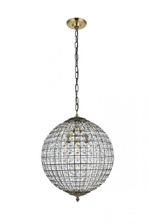 Elegant Lighting Earlene 3 light 16 inch antique bronze pendant Model: LD5026