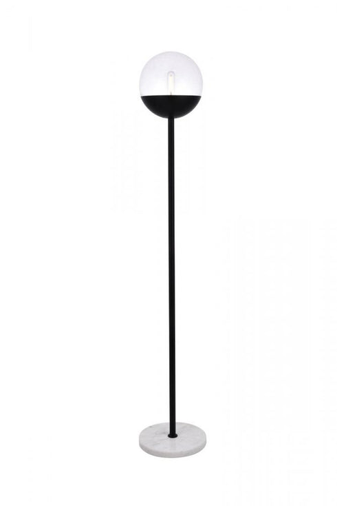 Elegant Lighting Eclipse 1 Light Black Floor Lamp With Frosted White Glass in Black and Frosted White Finish Model: LD6146BK