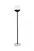 Elegant Lighting Eclipse 1 Light Black Floor Lamp With Frosted White Glass in Black and Frosted White Finish Model: LD6146BK
