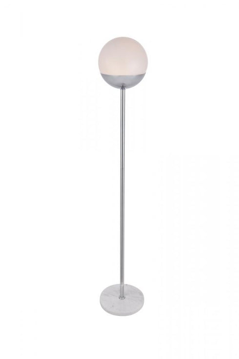 Elegant Lighting Eclipse 1 Light Black Floor Lamp With Frosted White Glass in Black and Frosted White Finish Model: LD6146BK