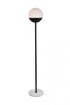Elegant Lighting Eclipse 1 Light Black Floor Lamp With Frosted White Glass in Black and Frosted White Finish Model: LD6146BK