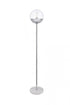 Elegant Lighting Eclipse 1 Light Black Floor Lamp With Frosted White Glass in Black and Frosted White Finish Model: LD6146BK