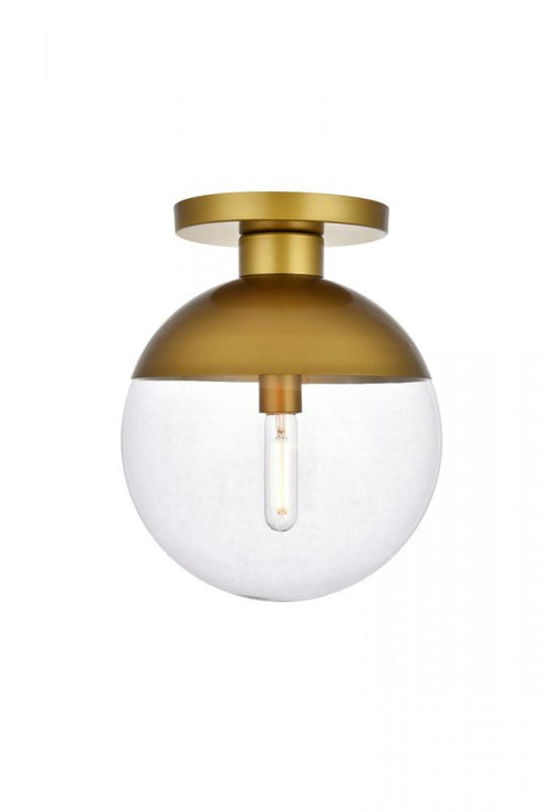 Elegant Lighting Eclipse 1 Light Black Flush Mount With Frosted White Glass in Black and Frosted White Finish Model: LD6050BK