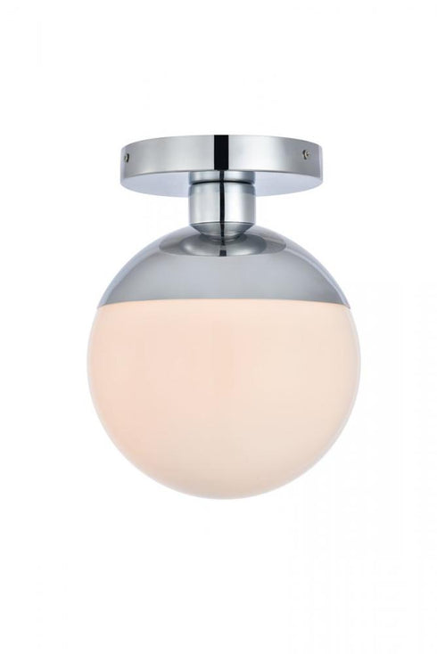 Elegant Lighting Eclipse 1 Light Black Flush Mount With Frosted White Glass in Black and Frosted White Finish Model: LD6050BK